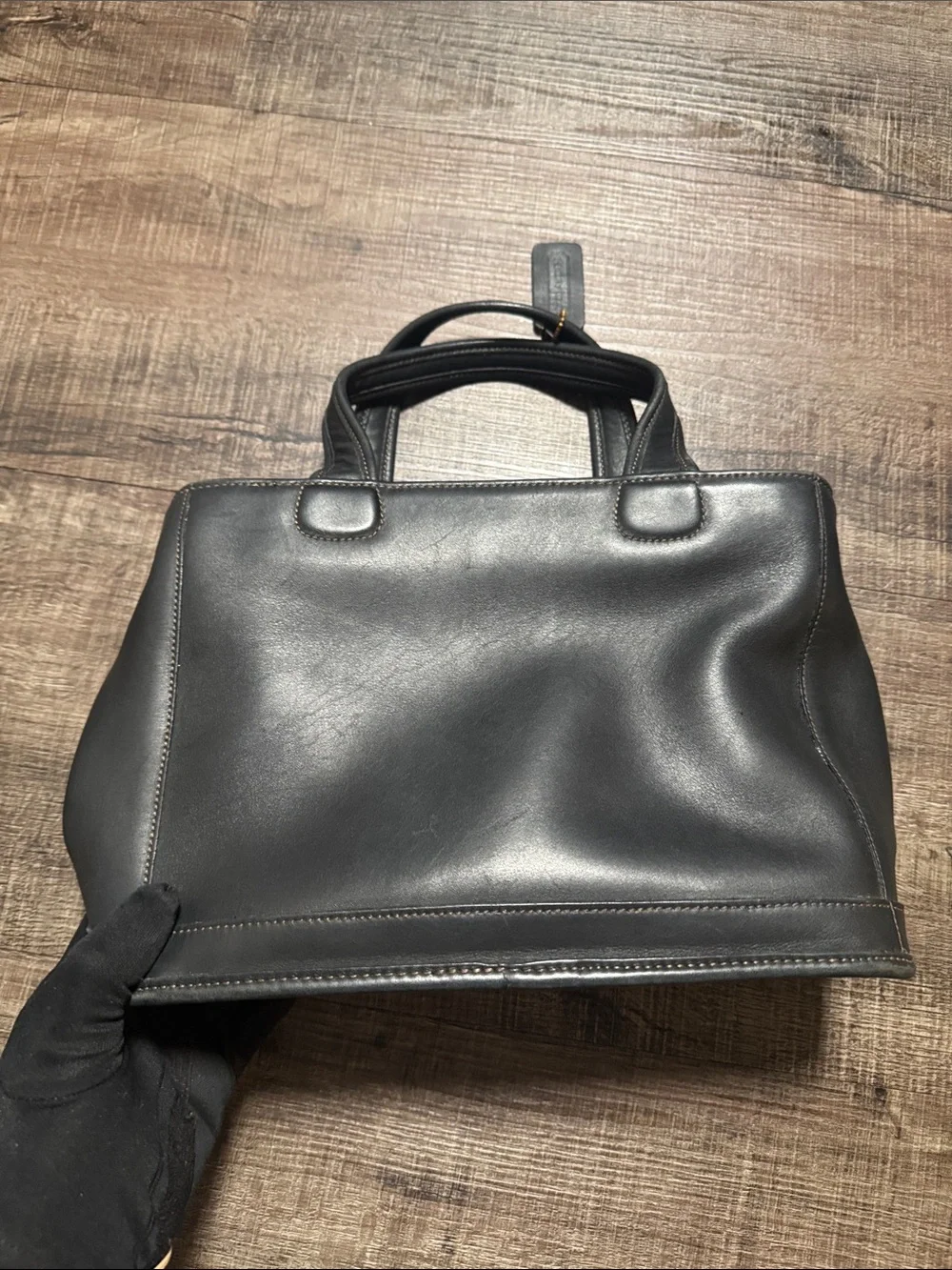 vintage black leather Coach Bleecker Satchel
